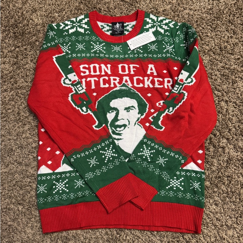 ELF Festive Crewneck Sweater - Red and Green